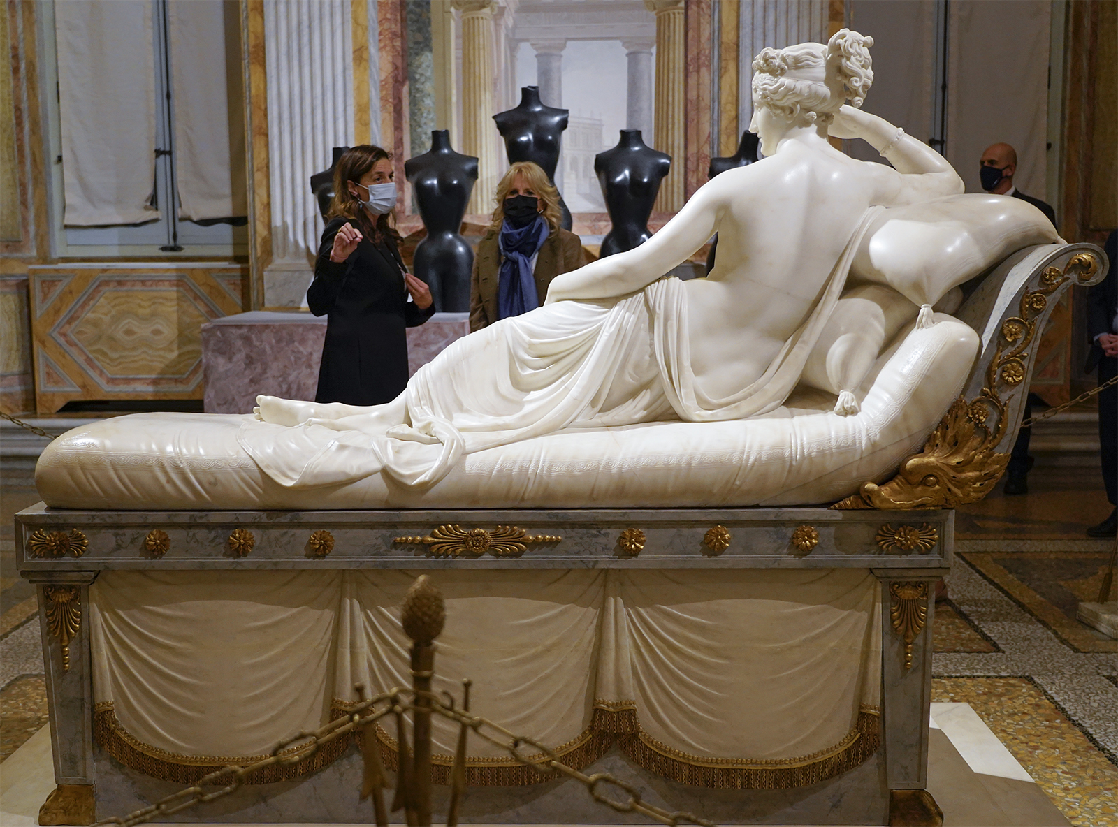 THE FIRST LADY OF THE UNITED STATES, JILL BIDEN, VISITING THE GALLERIA BORGHESE