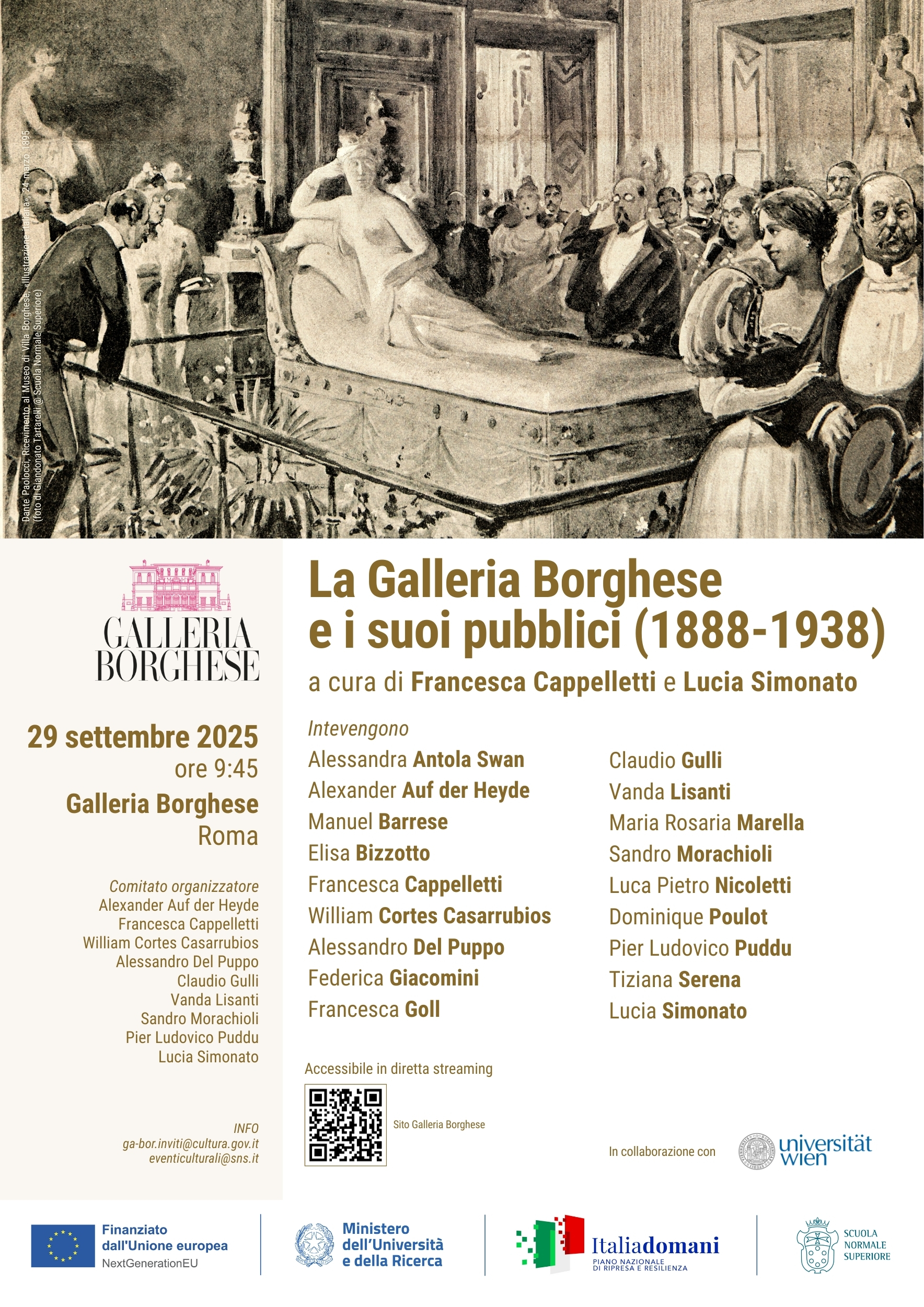 «LA GALLERIA BORGHESE E I SUOI PUBBLICI, 1888-1938». IL CONVEGNO CONCLUSIVO DEL PROGETTO DI RICERCA (PRIN 2022) TRASMESSO IN DIRETTA SUI CANALI DEL MUSEO
