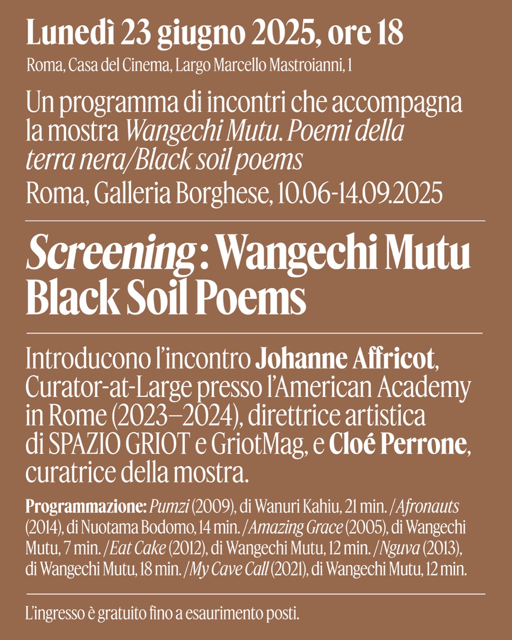 ESISTERE COME DONNA: SCREENING: WANGECHI MUTU – BLACK SOIL POEMS