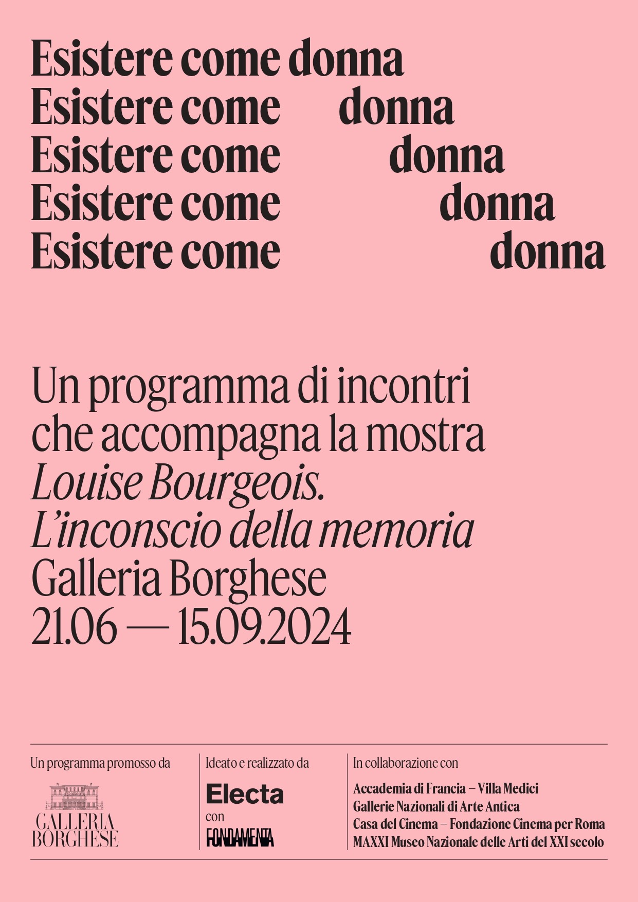 ESISTERE COME DONNA. IL PROGRAMMA DI INCONTRI DEDICATO ALLA MOSTRA LOUISE BOURGEOIS